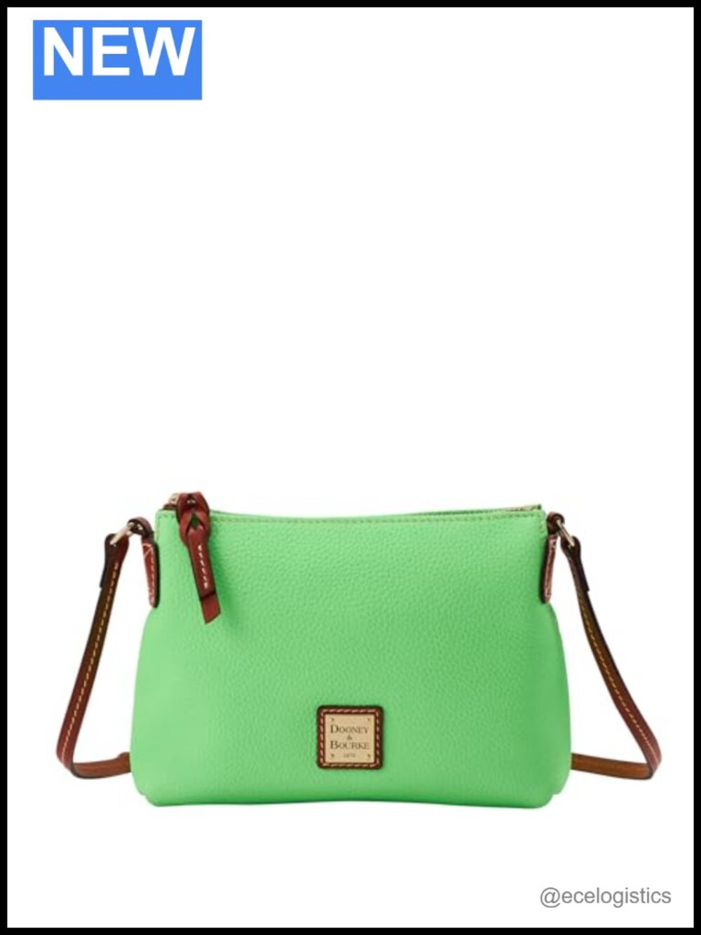 Leather Sling Crossbody Pouchette with Adjustable Strap and Pockets